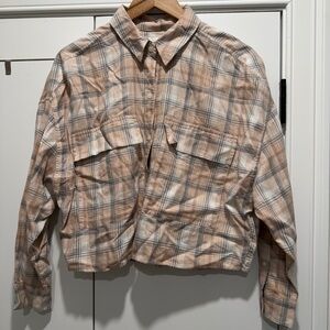 Abercrombie & Fitch Beige Plaid Button Down Shirt
